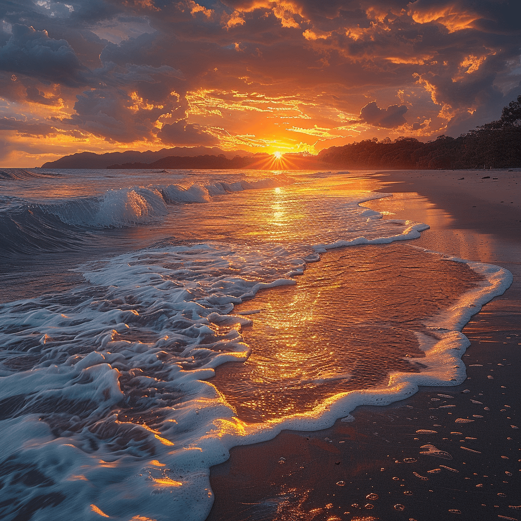 Sunset landscape, Santa Teresa Beach, Costa Rica